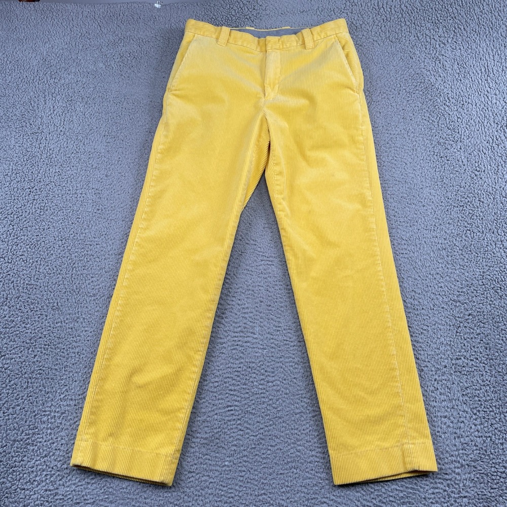 Brooks Brothers Pants Mens 32x31 Yellow Clark Fit Corduroy Straight Leg Stretch